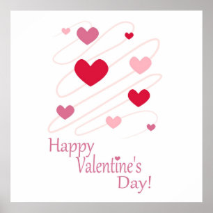 "HAPPY VALENTINS DAY"-HJÄRTOR POSTER