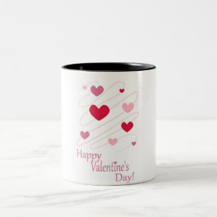 "HAPPY VALENTINS DAY"-HJÄRTOR Två-Tonad MUGG