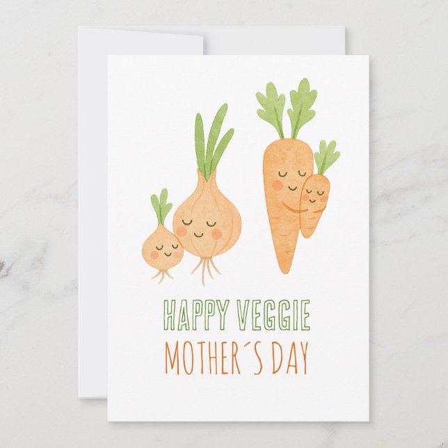 „Happy Veggie Mother’s Day“- Mama- Gemüse mit Kind Julkort (Framsida)