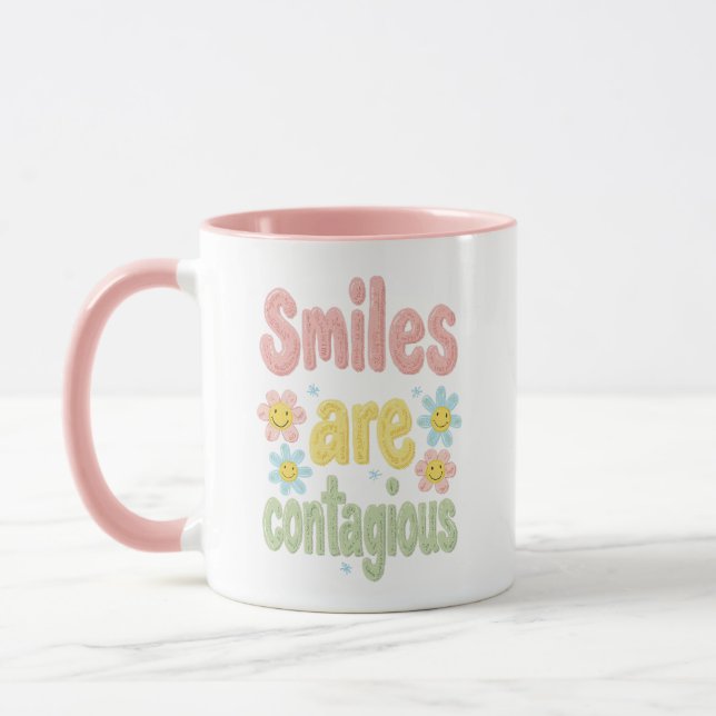 Happy Vibes Retro Smiles Are Contagious Mugg (Vänster)