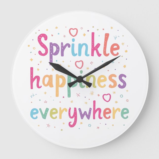 Happy Vibes Sprinkle Happiness Confetti Art Stor Klocka (Framsida)