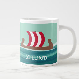Happy Viking Ship Jumbo Mugg
