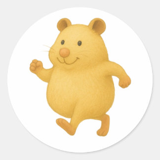 Happy Walking Hamster Sticker – Cute Animal Design Runt Klistermärke