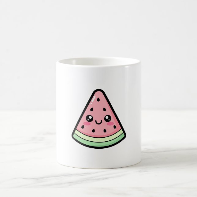 Happy Watermelon – Cute Kawaii Illustration Kaffemugg (Center)