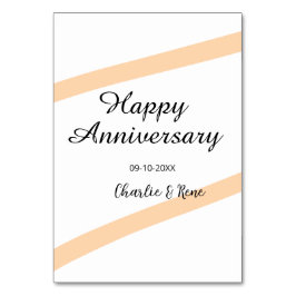 Happy wedding anniversary orange pastel lines name bordsnummer