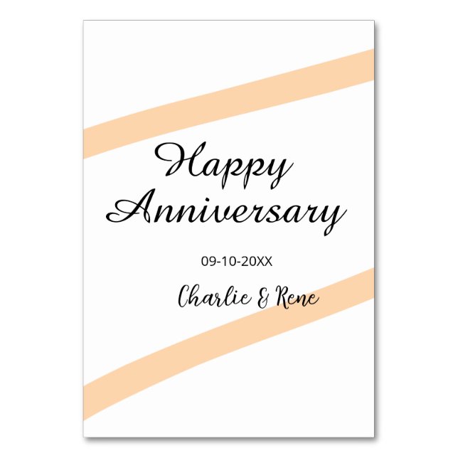 Happy wedding anniversary orange pastel lines name bordsnummer (Framsidan)