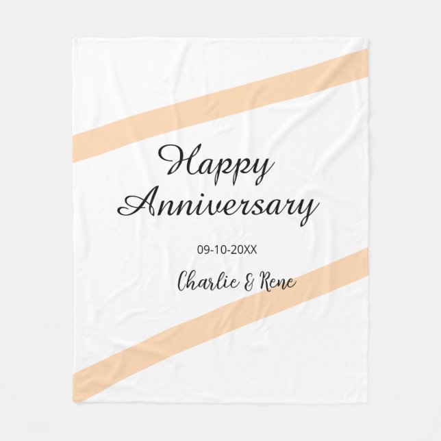 Happy wedding anniversary orange pastel lines name fleecefilt (Framsidan)