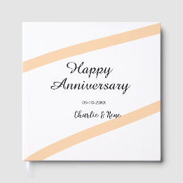 Happy wedding anniversary orange pastel lines name gästböcker