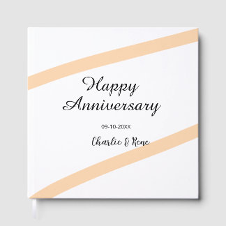 Happy wedding anniversary orange pastel lines name gästböcker