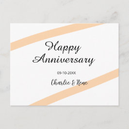 Happy wedding anniversary orange pastel lines name helg vykort