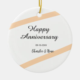 Happy wedding anniversary orange pastel lines name julgransprydnad keramik