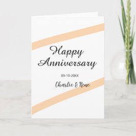Happy wedding anniversary orange pastel lines name kort