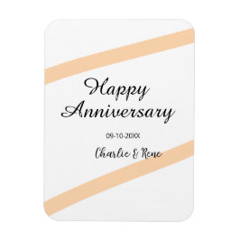 Happy wedding anniversary orange pastel lines name magnet
