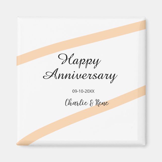 Happy wedding anniversary orange pastel lines name magnet (Framsidan)