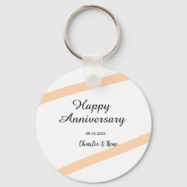 Happy wedding anniversary orange pastel lines name nyckelring