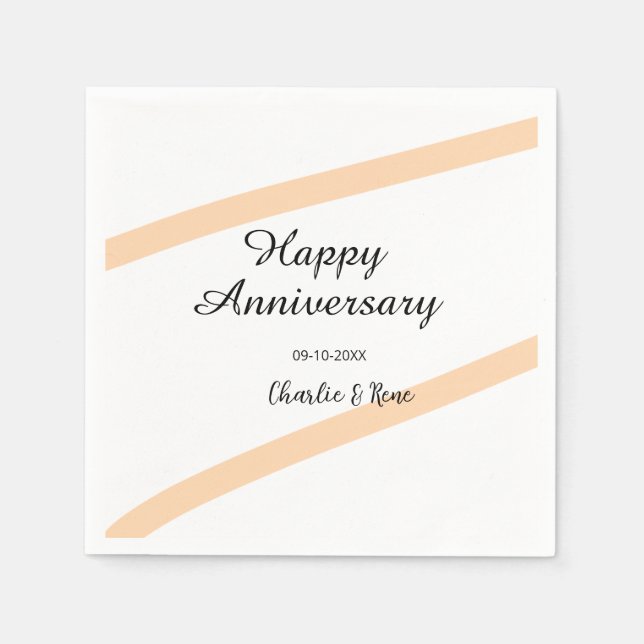 Happy wedding anniversary orange pastel lines name pappersservett (Framsidan)