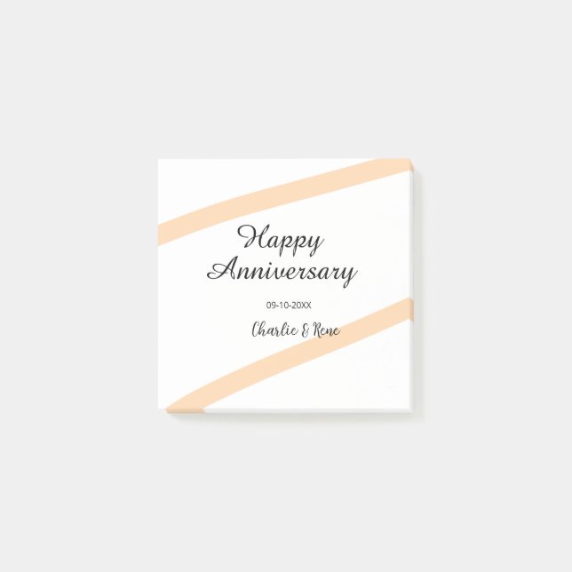 Happy wedding anniversary orange pastel lines name post-it block (Framsida)