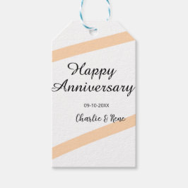Happy wedding anniversary orange pastel lines name presentetikett