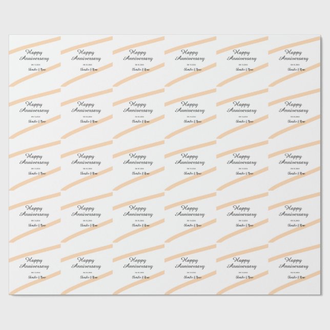 Happy wedding anniversary orange pastel lines name presentpapper (Platt)