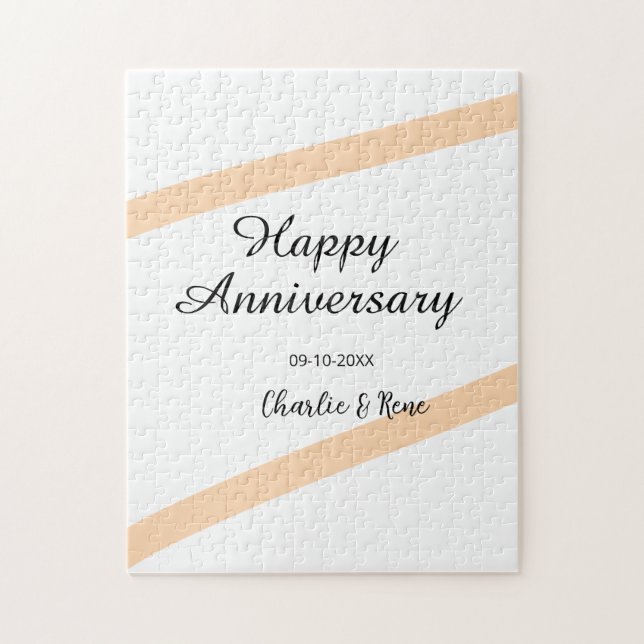 Happy wedding anniversary orange pastel lines name pussel (Vertikal)