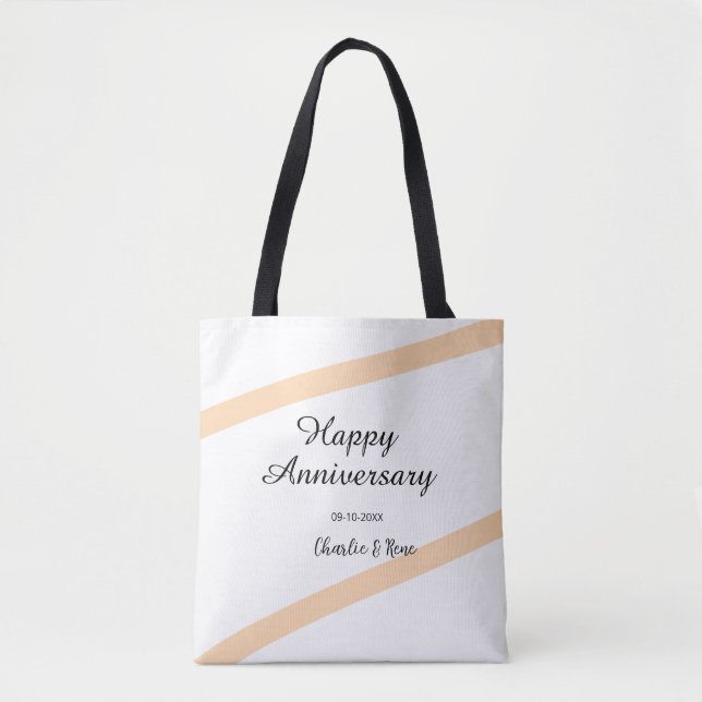 Happy wedding anniversary orange pastel lines name tygkasse (Framsida)