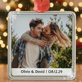 Happy Wedding Couple Photo Julgransprydnad Metall