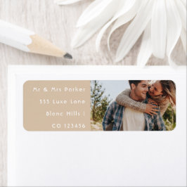 Happy Wedding Couple Photo Return Address Returadress Etikett
