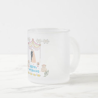 Happy Wedding Frosted Glass Coffee Mug – Romantic  Frostad Glasmugg