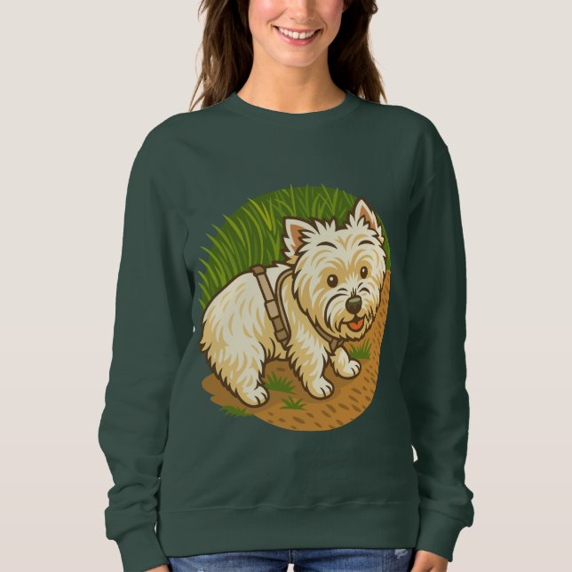 Happy Westie on Nature Trail T Shirt (Framsida)