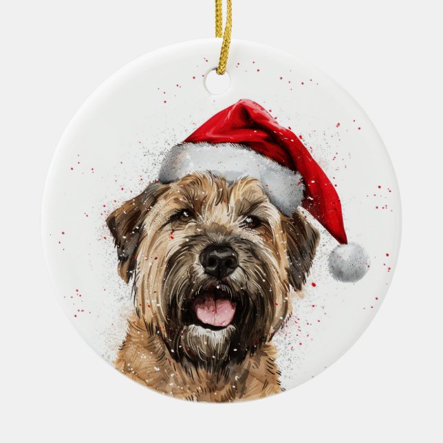 Happy Wheaten Terrier Dog Christmas Personalized Julgransprydnad Keramik (Framsidan)