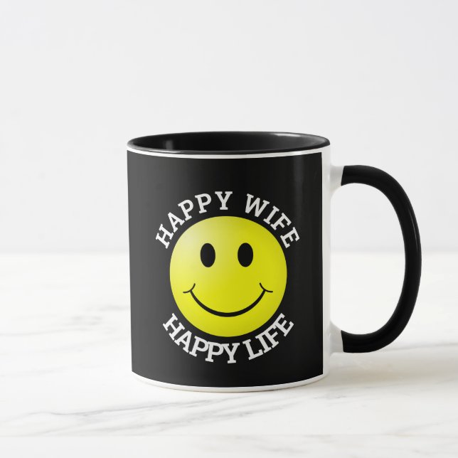 HAPPY WIFE HAPPY LIFE COFFEE MUG MUGG (Höger)
