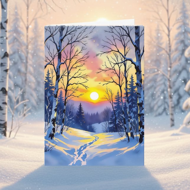 Happy Winter Solstice | Sun Setting at Dusk Kort (Skapare uppladdad)