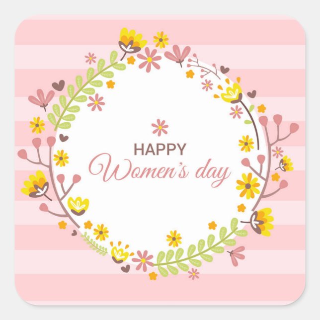 Happy Women's Day Fyrkantigt Klistermärke (Framsida)