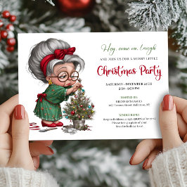 Happy Xmas Grandma Cute Cartoon Party Invitation Inbjudningar