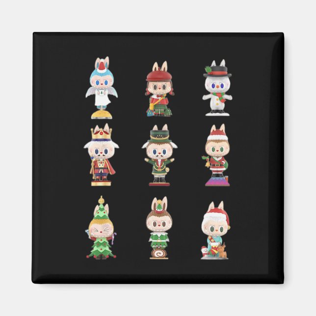 Happy Xmas Labubu Lover Cute Labubu The Monsters C Magnet (Framsidan)