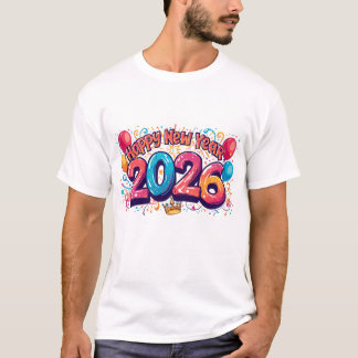 Happy Year 2026 Colorful Celebration Balloons Part T Shirt