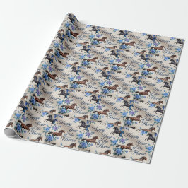 Happy Year of the Horse with Roses Wrapping paper Presentpapper