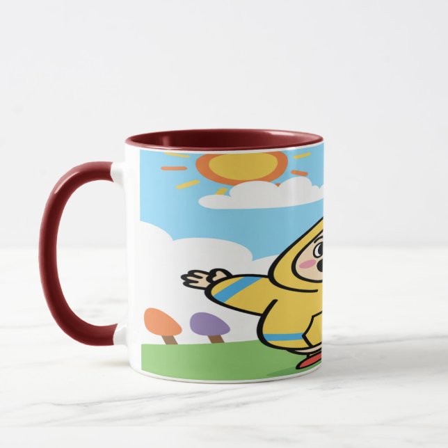 Happy Yellow Hoodie Character Mug - Sunny Day Good Mugg (Vänster)