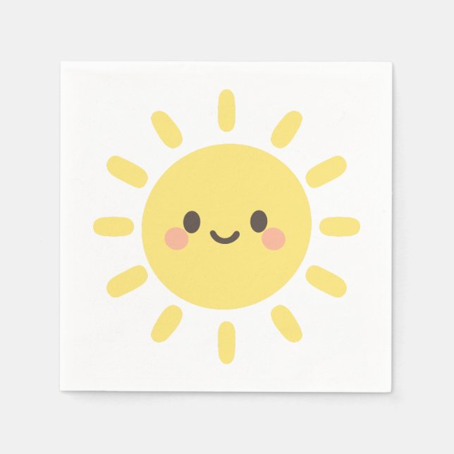 Happy Yellow Sunshine with a Smiling Face  Pappersservett (Framsidan)