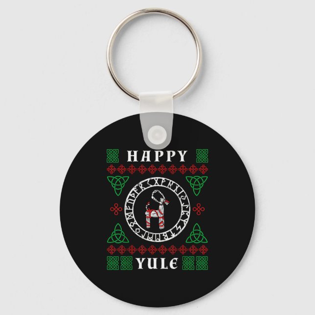 Happy Yule Pagan Wicca Ugly Christmas Sweater  Nyckelring (Framsida)