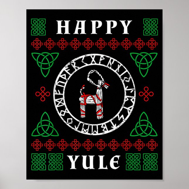 Happy Yule Pagan Wicca Ugly Christmas Sweater  Poster (Framsidan)