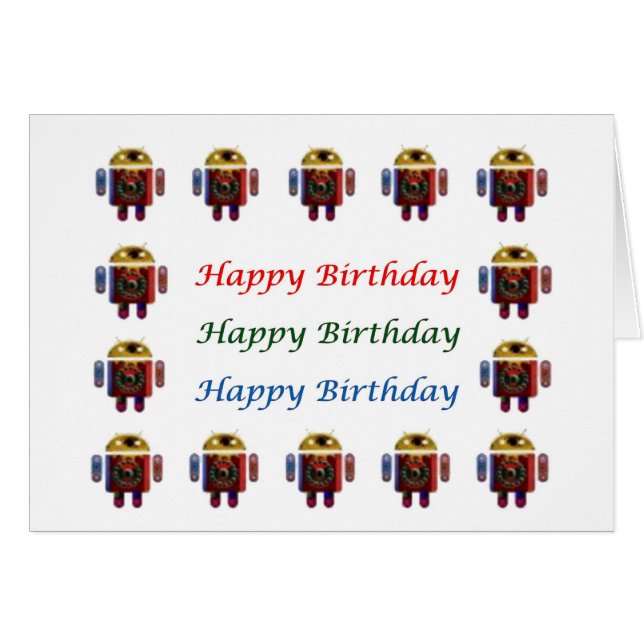 HappyBirthday ANDROIDgrattis på födelsedagen Hälsningskort (Framsidan Horizontal)