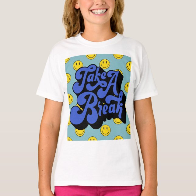 Happycore Smiley face - ta en paus T Shirt (Framsida)