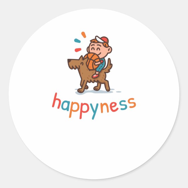 Happyness Runt Klistermärke (Framsida)