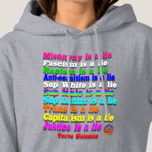 HappyWorkT FASCISM ÄR EN LJUGIT, RAINBOW HUMAN HÖG T Shirt