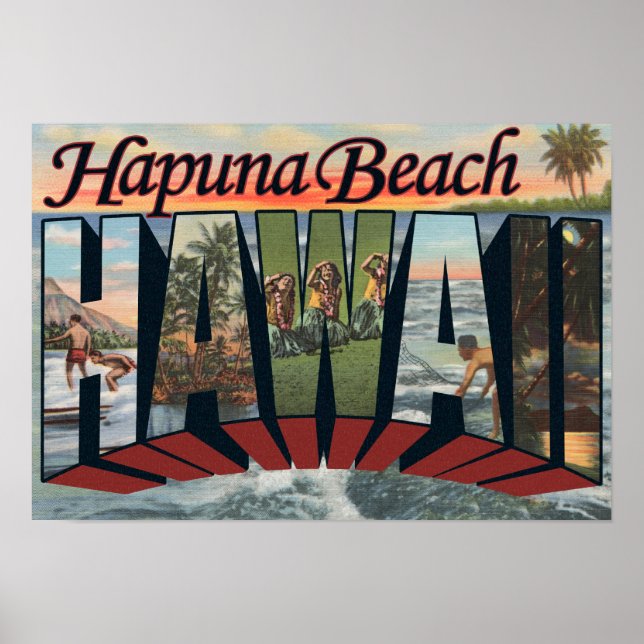 Hapuna Beach, Hawaii - Stora Brev Scenes Poster (Framsidan)