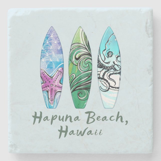 Hapuna Beach Hawaii Surfbrädor   Stenunderlägg (Framsidan)