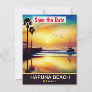 Hapuna Beach Hawaii Tropisk Bröllopsinbjudan Spara Datumet