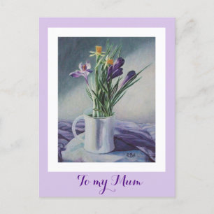 Hapy Mors dag lila Crocus blommigt-målning Vykort