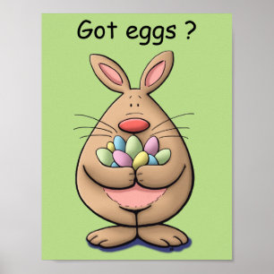har ägg? Söt och roligt påskhare tecknad Poster